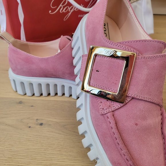 Roger Vivier Pink Suede Go-Thick Loafer Size 40 - Picture 2 of 4